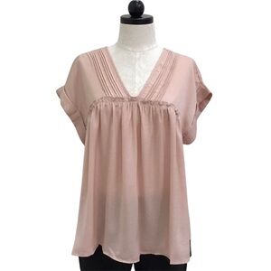 ✨🆕✨Mittoshop Pale Pink V-Neck Blouse Size: Small “NWT”